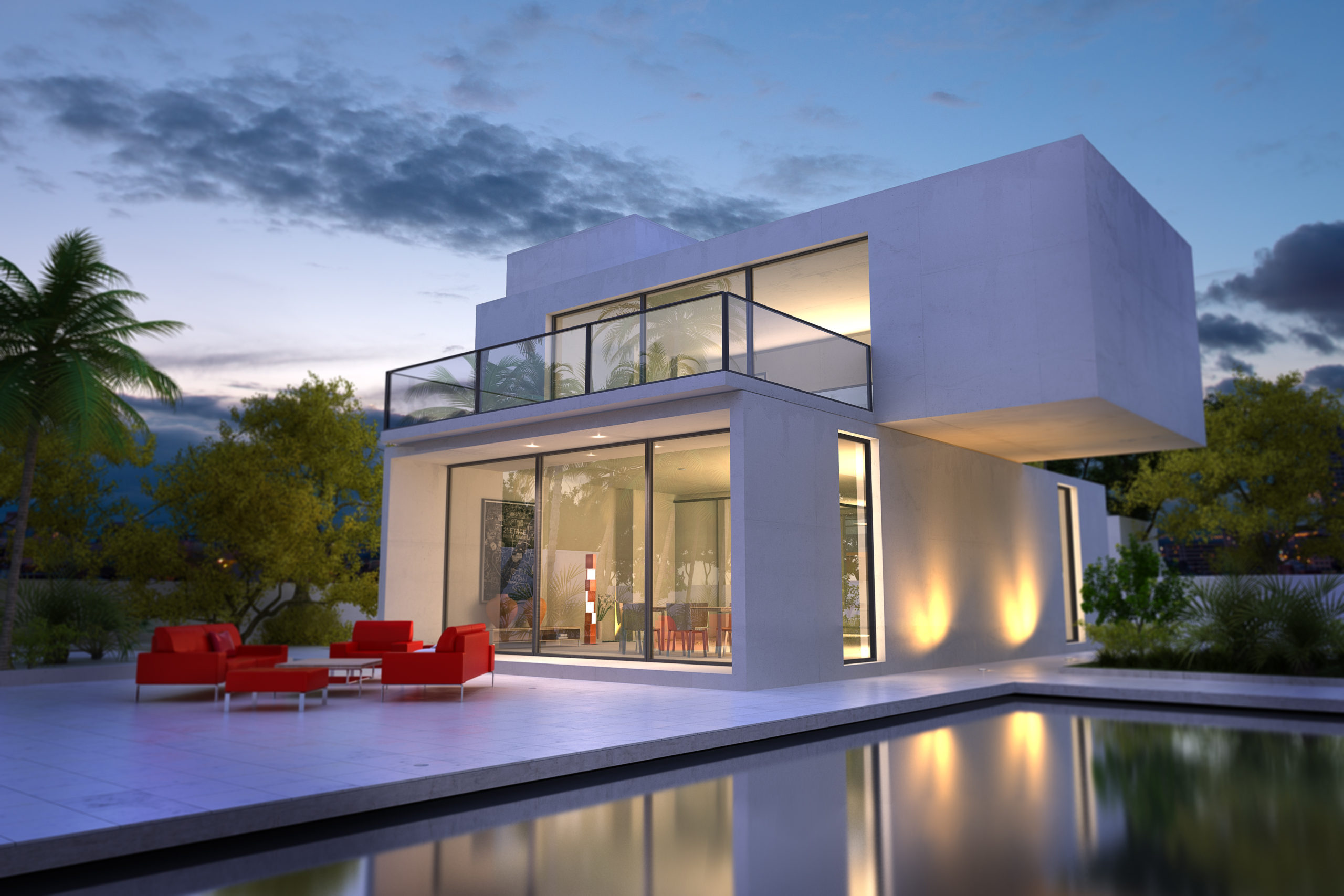 3d rendering modern white villa with pool - Things To Consider When Building a New Home